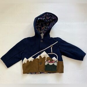 Handmade 100% Wool Ski Lift Snow Lodge Button Up Coat 2T